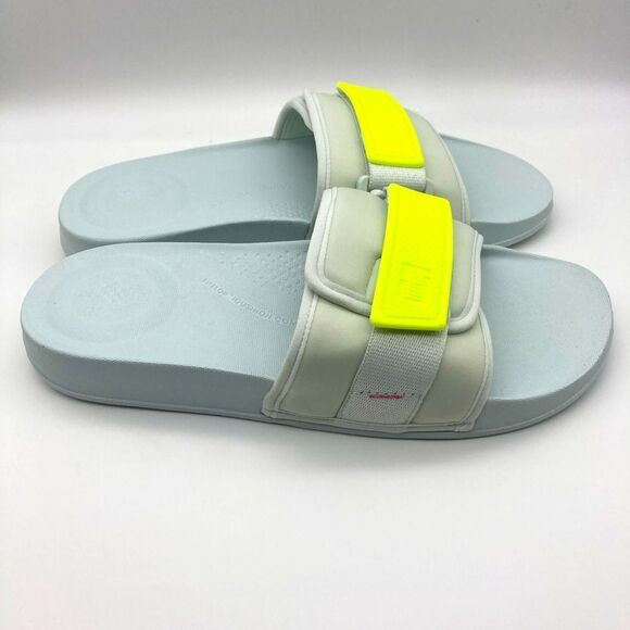 NWT FitFlop Iqushion Light Grey/Yellow Women’s Sandals SZ 9 - Picture 4 of 11